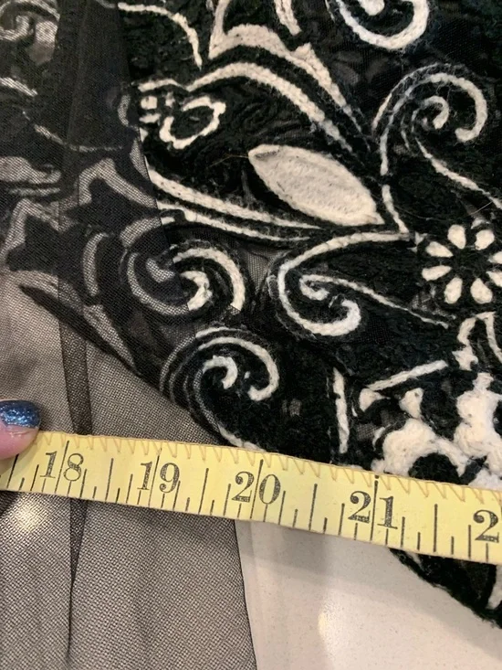 Mechant Sheer Black Mesh kimono duster embroidered L. Vintage - Picture 8 of 10